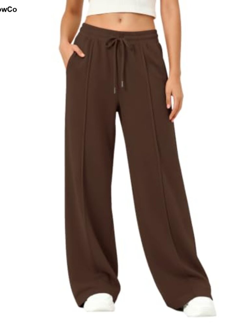 Wide Leg Sweatpants Cotton Polyester Drawstring High Waisted Pockets